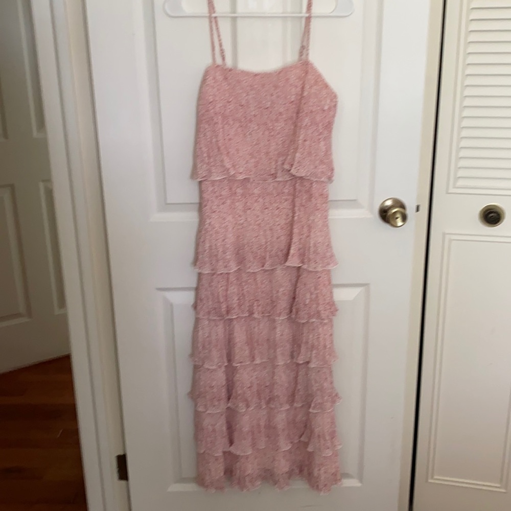 Pink ruffle tiered dress